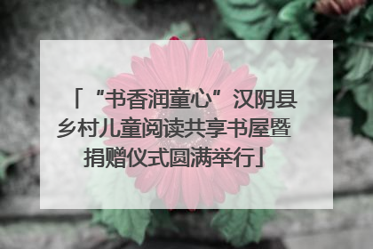 “书香润童心”汉阴县乡村儿童阅读共享书屋暨捐赠仪式圆满举行