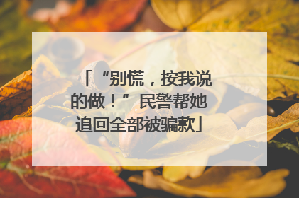 “别慌，按我说的做！”民警帮她追回全部被骗款