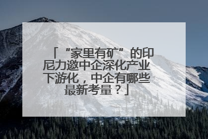 “家里有矿”的印尼力邀中企深化产业下游化，中企有哪些最新考量？