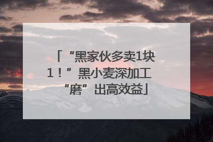 “黑家伙多卖1块1！”黑小麦深加工“磨”出高效益