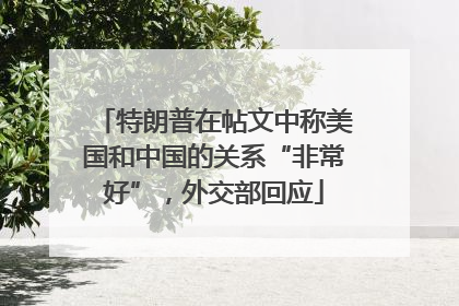 特朗普在帖文中称美国和中国的关系“非常好”，外交部回应