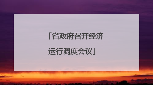 省政府召开经济运行调度会议