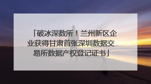 破冰深数所！兰州新区企业获得甘肃首张深圳数据交易所数据产权登记证书
