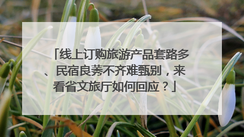线上订购旅游产品套路多、民宿良莠不齐难甄别，来看省文旅厅如何回应？