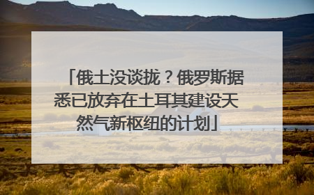 俄土没谈拢？俄罗斯据悉已放弃在土耳其建设天然气新枢纽的计划