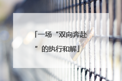 一场“双向奔赴”的执行和解