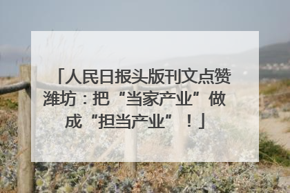 人民日报头版刊文点赞潍坊：把“当家产业”做成“担当产业”！