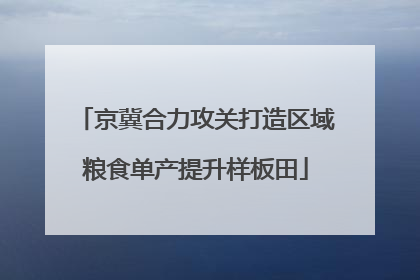 京冀合力攻关打造区域粮食单产提升样板田
