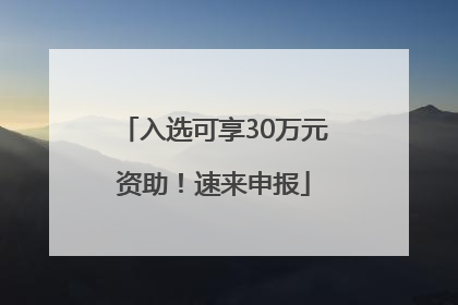 入选可享30万元资助！速来申报