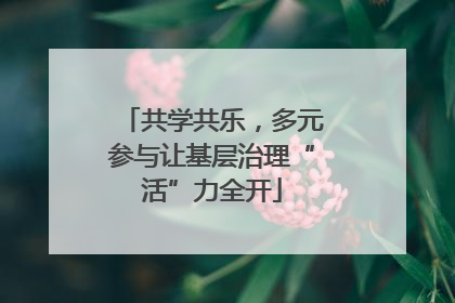 共学共乐，多元参与让基层治理“活”力全开