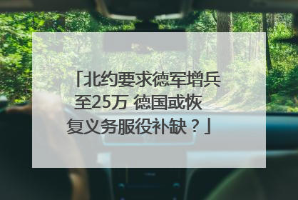 北约要求德军增兵至25万 德国或恢复义务服役补缺？