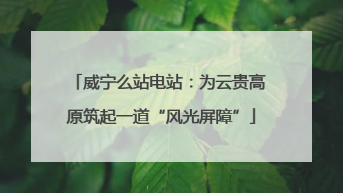威宁么站电站：为云贵高原筑起一道“风光屏障”