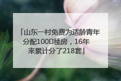 山东一村免费为适龄青年分配100㎡楼房，16年来累计分了218套