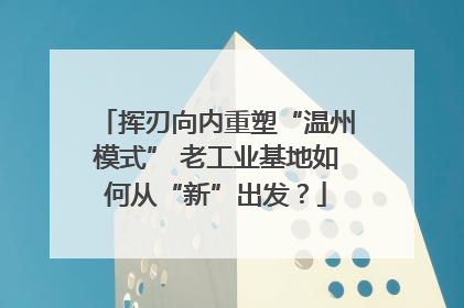 挥刃向内重塑“温州模式” 老工业基地如何从“新”出发？