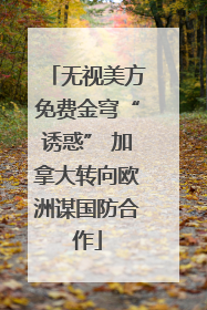 无视美方免费金穹“诱惑” 加拿大转向欧洲谋国防合作