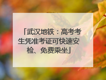 武汉地铁：高考考生凭准考证可快速安检、免费乘坐