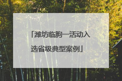 潍坊临朐一活动入选省级典型案例