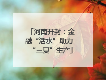 河南开封：金融“活水”助力“三夏”生产