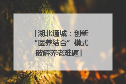 湖北通城：创新 “医养结合”模式 破解养老难题
