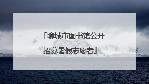 聊城市图书馆公开招募暑假志愿者