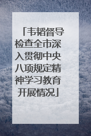韦韬督导检查全市深入贯彻中央八项规定精神学习教育开展情况