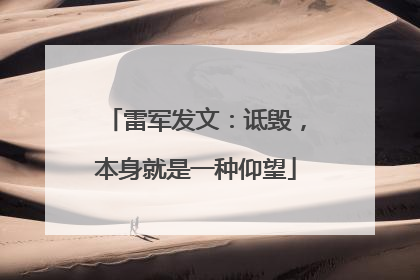 雷军发文：诋毁，本身就是一种仰望