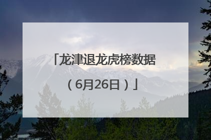 龙津退龙虎榜数据（6月26日）