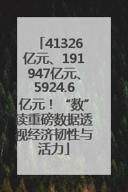 41326亿元、191947亿元、5924.6亿元！“数”读重磅数据透视经济韧性与活力